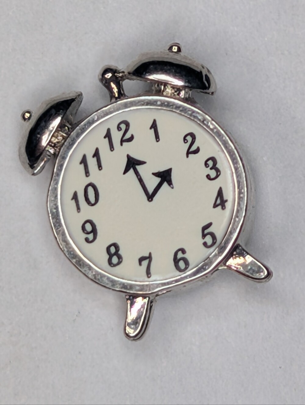 Origami Owl Silver Alarm Clock Charm with White Face